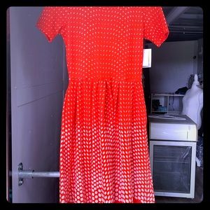 Lularoe Amelia size med in a red/orange & white